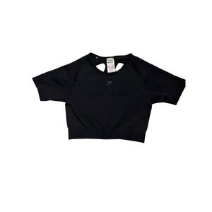 Women's Black Gymshark Crop Top Shirt Sz Medium Workout Top